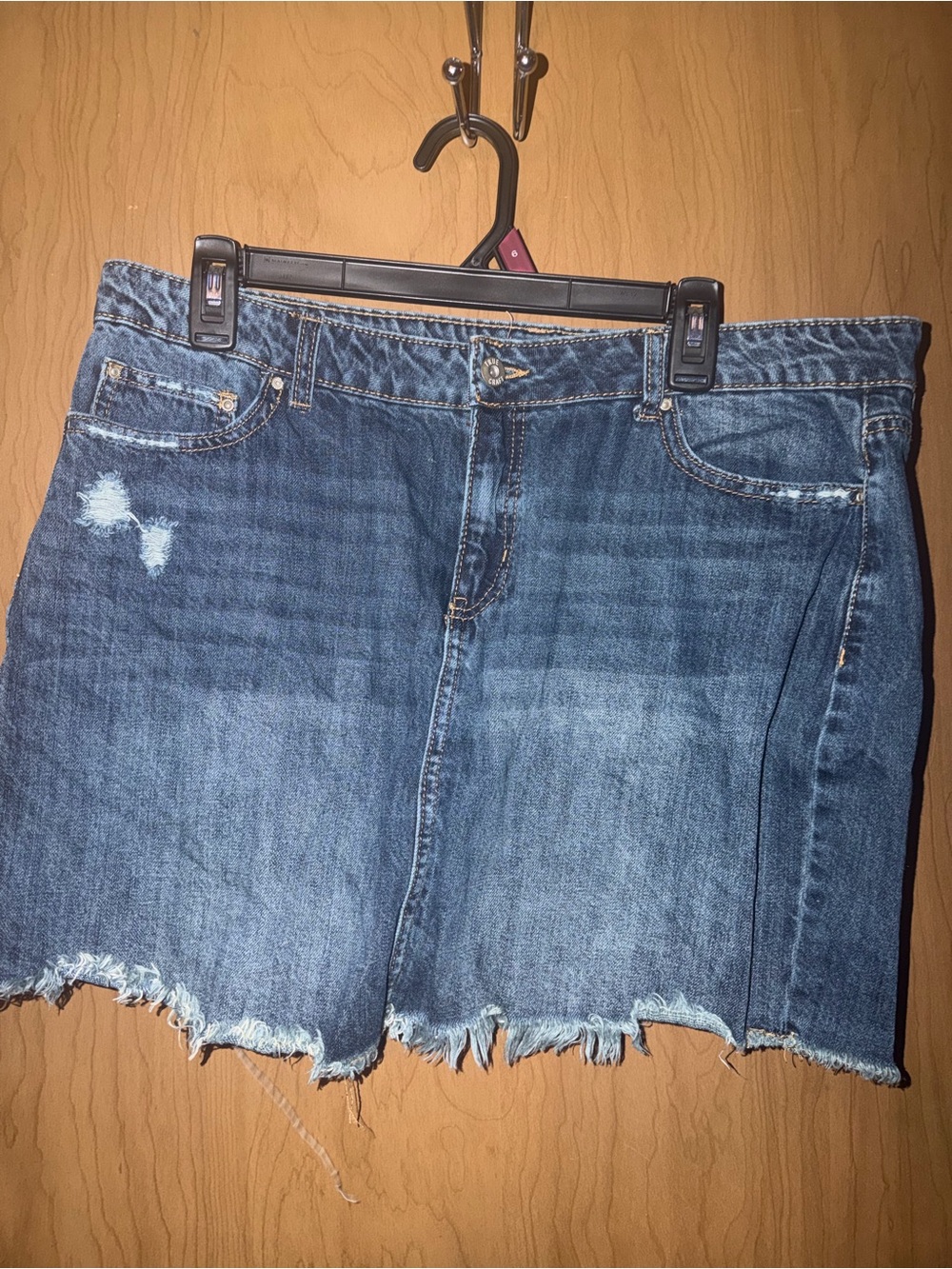 True Craft Dark Blue Denim Skirt with Contrast Stitching